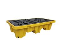 Spill Containment Platform - Modular Oil Drum Pallet with Drain, Stackable Grating Tray for Industrial Safety, Factory Garage Kitchen Use (Yellow, 51.2x26.8x11.8 IN)