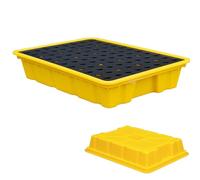 Spill Containment Platform with Drain and Forklift Pockets, Stackable Modular Spill Pallet Tray for Ton Barrel, Polyethylene Leak-Proof Base