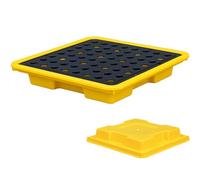 Spill Containment Platform with Drain and Forklift Pockets, Stackable Modular Spill Pallet Tray for Ton Barrel, Polyethylene Leak-Proof Base
