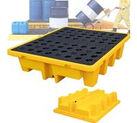 Spill Containment Platform with Drain and Forklift Pockets, Stackable Modular Spill Pallet Tray for Ton Barrel, Leak-Proof Base
