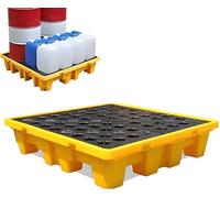 Spill Containment Platform with Grating and Drain Outlet, Stackable Modular Design for Industrial Storage, Garage, Kitchen, and Basement