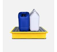 Spill Containment Tray 130x68x15cm, Anti-Leak Pallet with Grating for Safe Storage, Environmental Protection, Oil Drum Safety Solution