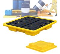 Spill Containment Tray，Industrial Pallets,Stackable Spill Containment Platform with Drain Forklift Pockets Leak-Proof Modular Pallet Tray for Ton Barrel Storage and Waste Management Solution