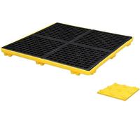 Spill Containment Tray with Drain Outlet, Stackable Modular Spill Pallet for Warehouses, 120 x 100 x 18 cm