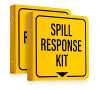 Spill Kit Sign 2pk | Wall Mount Spill Response Biohazard Clean Up Kit Emergency Signage, 6" x 6"