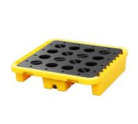 Spill Platform,Spill Containment Platform,Yellow And Black Polyethylene Pallet,Warehouses Factory Garage Stackable Oil Drums Leak-Proof Modular Tray,72x72x16CM/28.35x28.35x6.3in