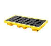 Spill Platform,Spill Containment Platform,Yellow And Black Polyethylene Pallet,Warehouses Factory Garage Stackable Oil Drums Leak-Proof Modular Tray,128x68x17CM/50.4x26.78x6.7in