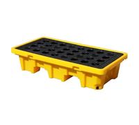 Spill Proof Oil Tank Tray Heavy Duty Spill Containment Platform Leakproof Polyethylene Pallet for Warehouses & Workshops 50.39"x26.77"x6.69" Yellow Black