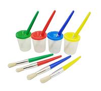 Spill Proof Paint Cups Assorted Colored Paint Cups Brushes Paint Color Mixing Cup No Spill Paint Cups Graffiti DIY Painting Brushes Cups 8PCS