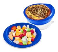 Spill Proof Scoop Plate and Bowl with Suction Base, Suction Cup Bowl, Parkinsons Aids for Living, Adaptive Dinnerware Feeding Aids for Elderly and Disabled(One Plate, One Bowl)
