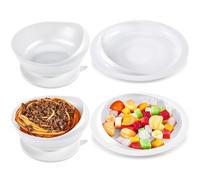 Spill Proof Scoop Plate and Bowl with Suction Base, Suction Cup Bowl, Parkinsons Aids for Living, Specialized Cutlery for the Elderly and People with Disabilities (One Plate+one Bowl,White)