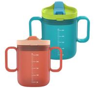 Spill Proof Sippy Cups, 300ml Drinking Cup with 2 Handled Mug with Lid and Straw for Elderly Maternity Drink Water Porridge Soup