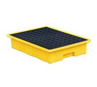 Spill-Proof Tray Oil Tank Spill Tray,Spill Containment Platform, Modular Spill Platforms with Flat Top Grating, Yellow and Black Polyethylene Pallets, Warehouses Factory Workshop Leakproof T