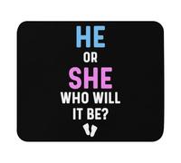 Spill-Resistant Mouse Pad, He Or She Who Will It Be Gender Reveal Office Mousepad Ergonomic Desk Pad 25X30cm for Computer Gamer Work