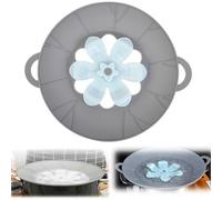 Spill Stopper Lid Cover, Boil Over Spill Stopper, Silicone Spill stopper for Pans and Pots Boil Over Safeguard, Multi-Function Kitchen Tool (Grey, Ф26cm)