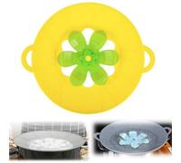 Spill Stopper Lid Cover, Boil Over Spill Stopper, Silicone Spill stopper for Pans and Pots Boil Over Safeguard, Multi-Function Kitchen Tool (Yellow, Ф26cm)