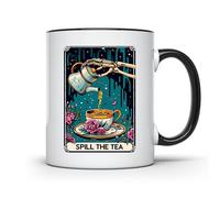 Spill The Tea Enchanting Black Handled Tarot Card Mug Mystical Ceramic Cup Coffee Tea Unique Occult Spiritual Enthusiasts Gift CCBM1635