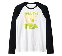 Spill The Tea Kawaii Teacup Funny Gossip Lover Raglan Baseball Tee