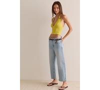 Spill the Tea Plunge Tank Top by Intimately at Free People in Lemon Party, Size: Large - female