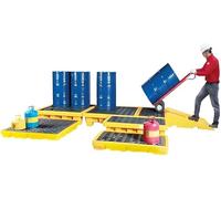 Spill Tray,Oil Spill Tray with Drain, Industrial Sump Containment Platform, Modular Oil Containment Pallet for Drum Storage