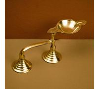 Spillbox Brass Karpoor | Kapoor Diya Deepam Burner Karpuram Arati | Aarti | Arthi | Arti | Arathi | Aarathi Stand for Dhoop Puja | Pooja Room- Single Face Diya