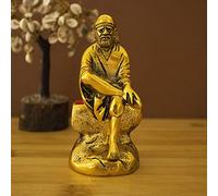 Spillbox Oxidised Gold Finished Sai Baba Murti Brass God Idol Statue Idol Statue Showpiece for Home Office Figurine Religious Pooja Gift Living Room Decoration Home Décor