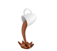 Spilling Coffee Cup Desk Decor - Artistic Memory Ornament Resin Floating Liquid Illusion Display | Multifunctional Countertop Accent Sculpture