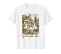 Spilling The Tea Funny Goose Meme Cottagecore Design T-Shirt