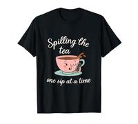 Spilling the Tea One Sip at a Time Cartoon Meme T-Shirt