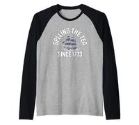 Spilling The Tea Since 1773 Funny History Patriotic Raglan Baseball Tee