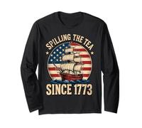 Spilling The Tea Since 1773 US America Flag 4th of July Long Sleeve T-Shirt