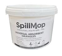 SpillMop Universal Absorbent Granules, 1kg Bucket, Fast-Acting Powder for Liquid Spills, Non-Hazardous Formula, Upto 200L Absorption Capacity per KG! (1KG Tub)