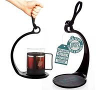 Spillnot Cup Holder It's Not Magic, It's Physics! Kitchen Accessory, Is An Incredible Invention That Allows To Easily Carry Hot Or Cold Drinks Around House, With Black Webbing Handle + Rubber Coaster