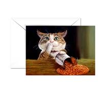 Spilt the Beans by Lucia Heffernan - Funny Baked Beans Birthday Card Cat Artist Card Humorous Cat Card Whimsical Cat Art Card Greeting Card