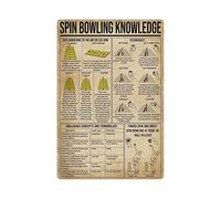 Spin Bowling Knowledge Metal Tin Signs Bowling Techniques Guide Posters Bowling Club Infographic Plaques Home Room Bar Wall Decor 8x12 Inches