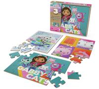 Spin Master Games Gabby’s Dollhouse, 3 Wood Puzzles 24-Piece Jigsaw Puzzles with Wooden Storage Box Kids’ Puzzles, for Kids Aged 3 and up