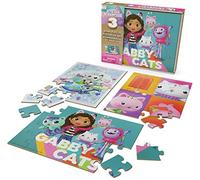 Spin Master Games Gabby’s Dollhouse, 3 Wood Puzzles 24-Piece Jigsaw Puzzles with Wooden Storage Box Kids’ Puzzles, for Kids Aged 3 and up