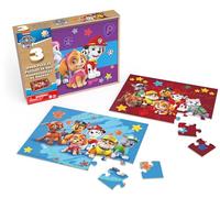 Spin Master Games PAW Patrol, 3 Wood Puzzle Bundle 24-Piece Kids’ Puzzles with Portable Wooden Storage Box Chase, Marshall, Skye, Rubble, for Preschoolers Aged 4 and up