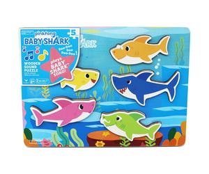 Spin Master Games Pinkfong Baby Shark Musical Wooden Puzzle - 5-Piece Toddler To