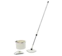 Spin Mop Bucket Kit Stainless Steel 52in Adjustable 360° Rotating Dual Heads Square+Triangle Centrifugal Dryer 90% Dehydration for Hardwood Laminate Floors UK Dark Blue (Black White)