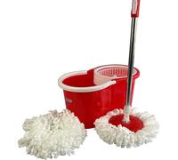 Spin Mop & Bucket Set With 2 Super Absorbent Microfiber Mop Heads