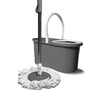 Spin Mop Bucket Set with Spin 360 Wringer & 1 Microfiber Mop Pad Head, Telescopic Easy Press Handle with Spin Dry Cleaning Home and floor (Grey)