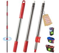 Spin Mop Handle Replace for Vileda Turbo Smart/H2PrO Flat/RinseClean Mop | 30" to 53" Hand Press Mop Stick for cleaning floors,3-Section Heavy Duty Adjustable Stainless Steel(Mop Head&Base Excluded)