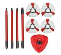 Spin Mop Head Replacement, Base & Handle Compatible with Vileda Turbo Microfibre Mop, 4 Microfiber Heads, 1 Triangle Cover and 76-147cm Spin Mops Handle for Vileda Turbo Smart/EasyWring