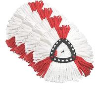 Spin Mop Head Replacement Set, Compatible For Vileda Turbo Microfibre Mop, Microfiber Mop Heads Red White, 1 Triangle Mop Head Cover and 76-148cm Mop Handle Combo Set (6 Mop Heads)