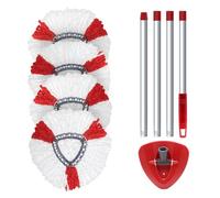 Spin Mop Head Replacement Set Compatible with Vileda Turbo Microfibre Mop Height Adjustable Mop Handle with Spin Mop Head, Base,4 Microfiber Mop Pads