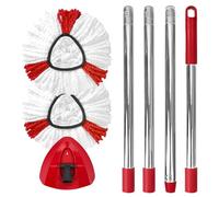 Spin Mop Head Replacement Set for EasyWring 1-Tank System, Includes 2 Mop Heads, 1 Mop Handle (76-148cm Adjustable 4-Section Pole), 1 Spin Mop Base