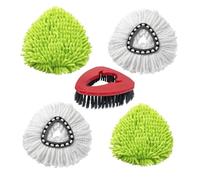 Spin Mop Head with Floor Scrubber and Chenille Duster ，Compatible for Vileda ， Replacement Mop Refill(B)