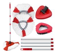 Spin Mop Heads Replacement Set Compatible with Turbo, Telescopic Mop Handle with Spin Base Shower Floor Scrubbing Brush Replace Deck Scrubber