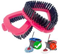 Spin Mop Replacement Head - Compatible with Vileda Turbo Mop System 2 Tank, Triangle Scrubbing Brush for Floors, 2PC Scrubber Head for Bathroom Kitchen Wall Deck Cleaning, Durable Nylon Bristles